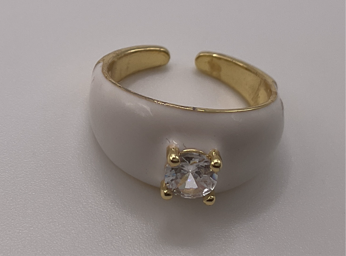 Gold & White Ring W/ Gem