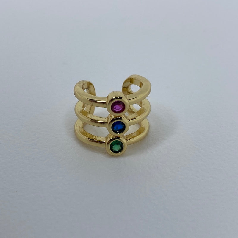 Gold W/ Three Colors Gems