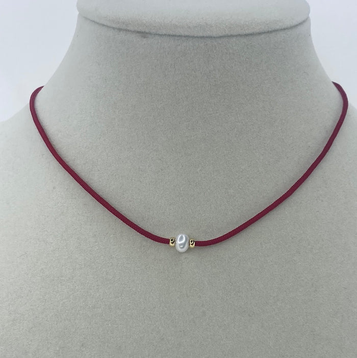 Red Adjustable String W/ 1 Mini Pearl