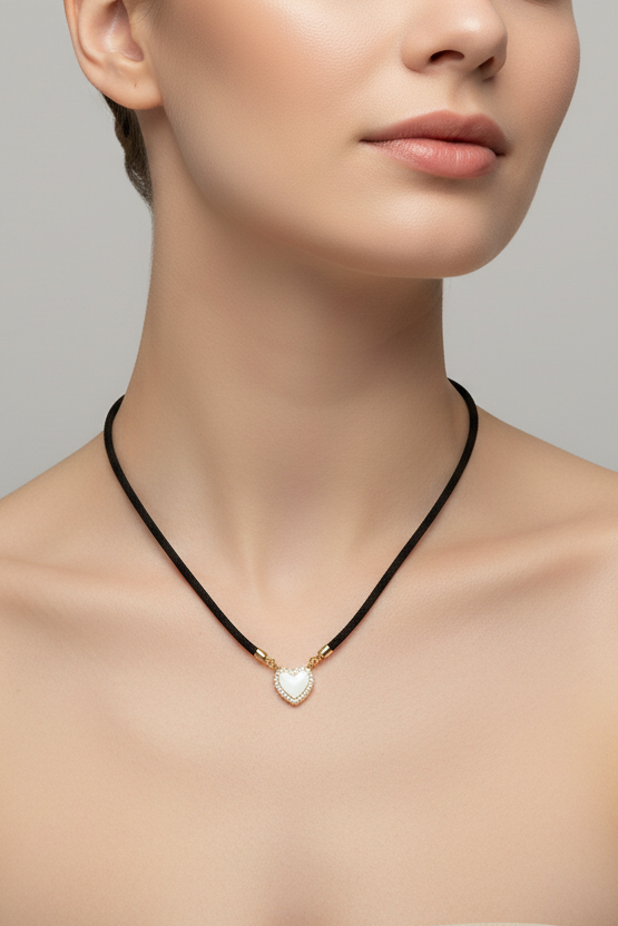 Adjustable Black Rope W/Heart