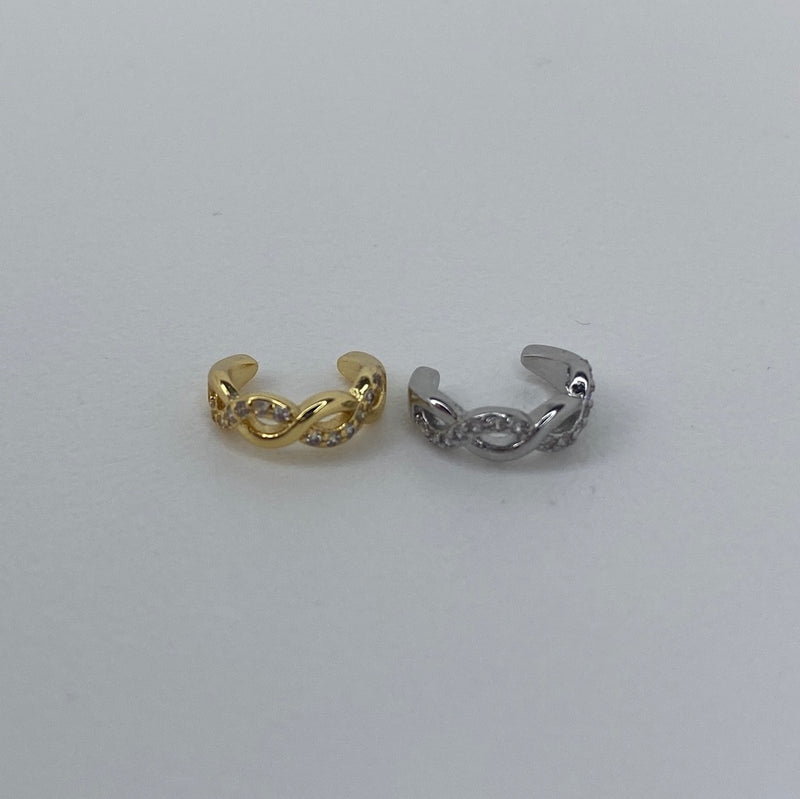 Gold/Silver Twisted W/ Brilliant Studs Mini- Ear Cuff