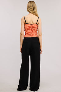 Low-Rise Fit Pleated Wide-Leg Trouser Pants
