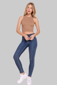 Racerback Texture Seamless Crop Tank Top