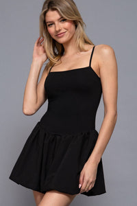 Straight Neck Cami Bubble Hem Mini Skort Dress