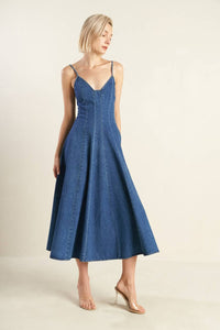 A washed denim dress