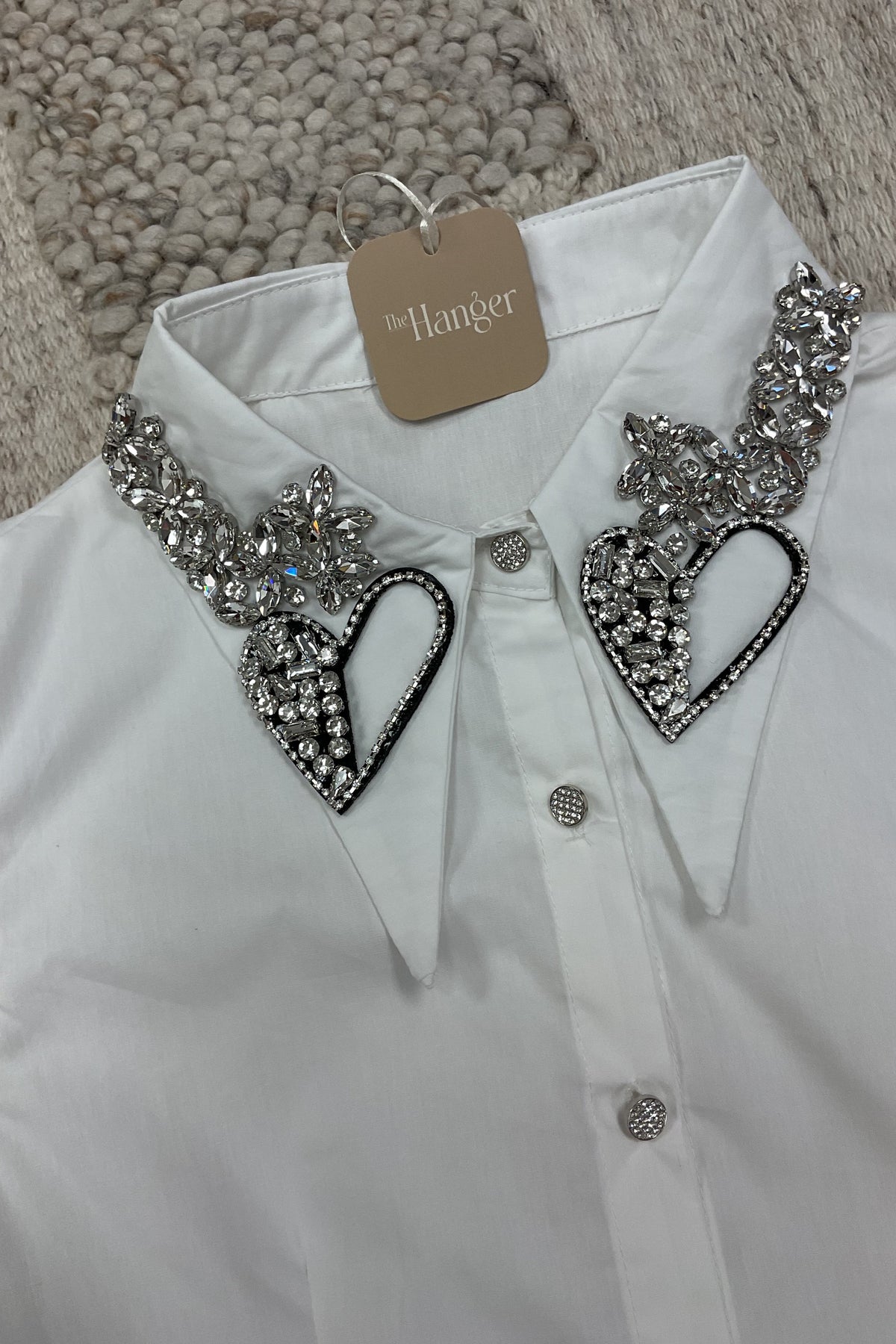 Collar Rhinestone Btn Down Top