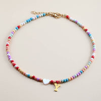 Summer Colorful Beaded Initial Pendant Personalized Necklace