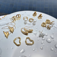 Earrings, 18K Gold Plated Steel