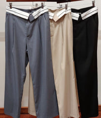 Gray Foldover Waist Wide Leg Pant