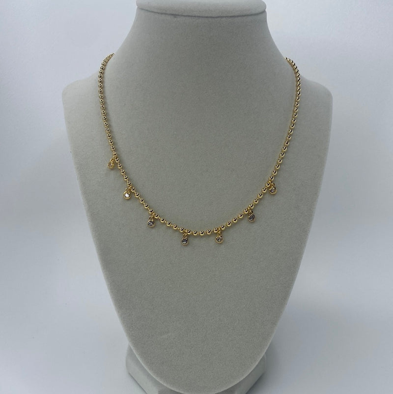 Medium Gold Bead W/ 7 Diamonds