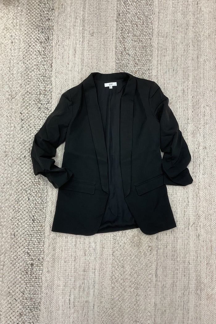 Solid Ruched SLV Blazer