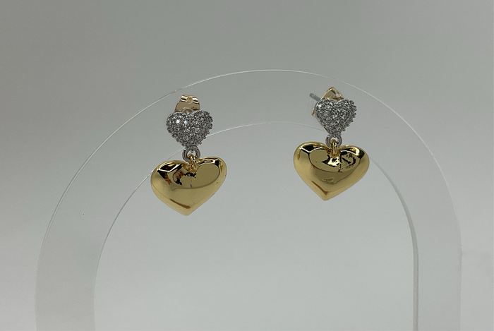 Silver Brilliant Heart W / Holding Gold Heart