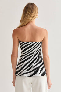Izzy Zebra Print Jacquard Knit Peplum Top