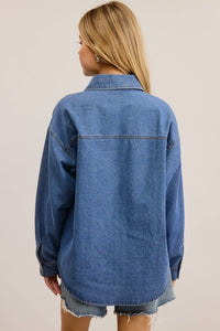 Buttoned Denim Shirt with Contrast Pocket Detail
