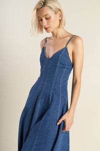 A washed denim dress