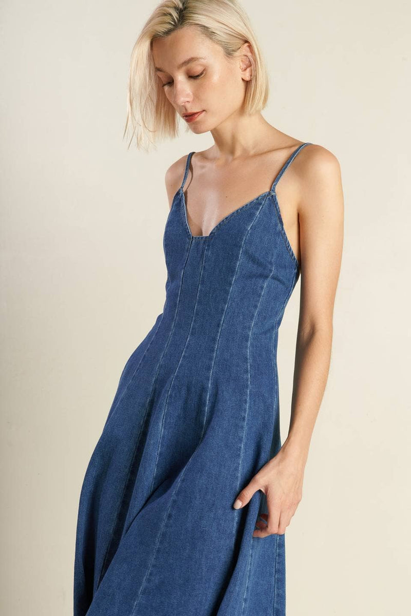 A washed denim dress