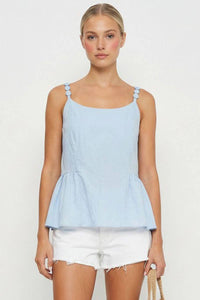 Button Detail Ruffle Tank Top