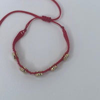 Red & Gold Bracelet W/ 5 Large Diamonds