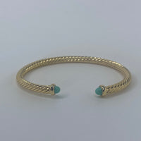 Gold Twisted W/ Blue Beads Bracelet