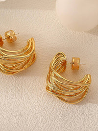 Gold String C Hoop Huggie Earring