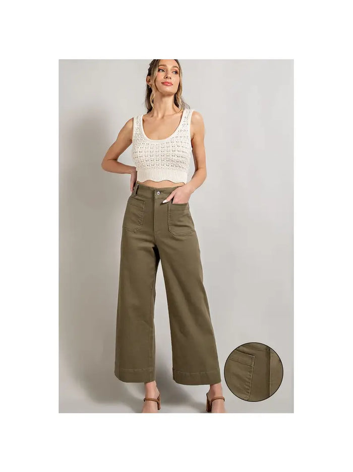 Washed Soft Cotton Flared Pants