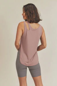 Asymmetric Cutout Lightweight Rib Tank Top