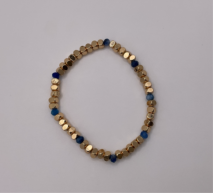 Gold Square & Colorful Beads Bracelet