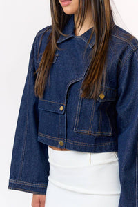 Structure Stitch Detail Denim Crop Jacket