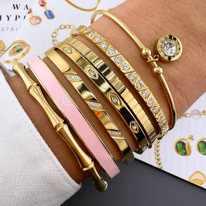 Bracelet, 18K Gold Plated Steel