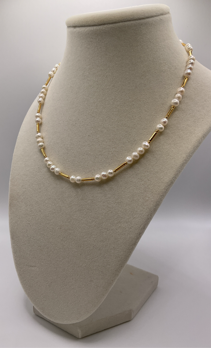 Gold Choker W/ Triple Pearl