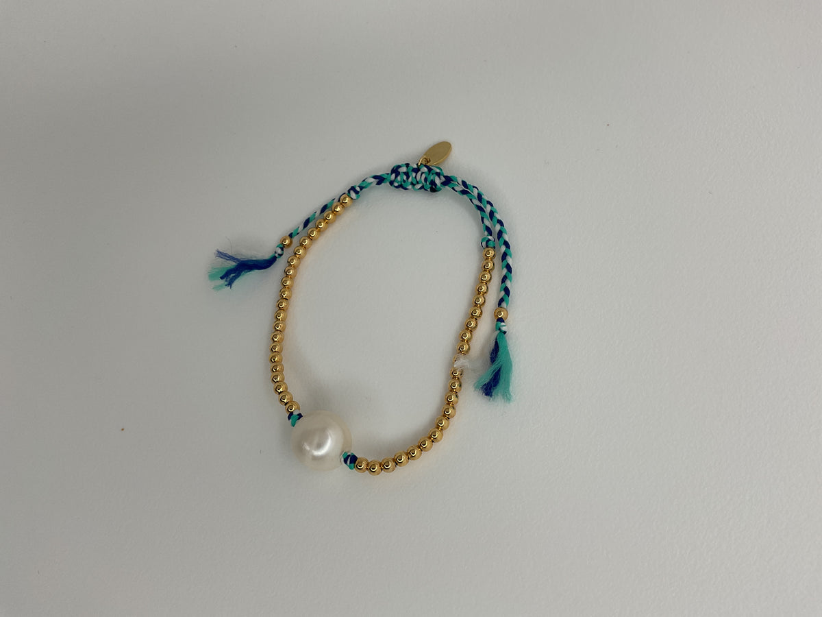 Turquoise & Gold Beads W/ Large Pearl