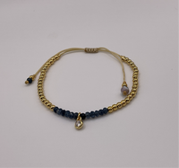 Gold, blue Mini Beads W/ Mini Evil Eye Bracelets