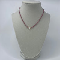 Pink Bead Necklace W/ Small Pearl