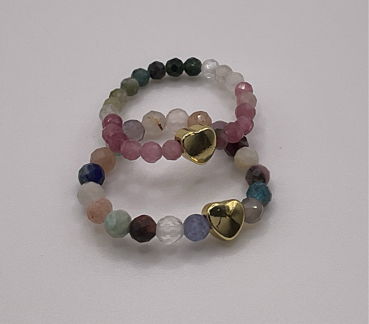 Elastic Multicolor Bead W/ Gold Heart