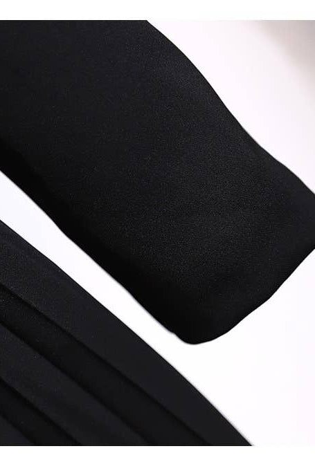 Blazer Pleated Dress With Genius Leatther Belt
