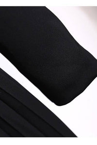 Blazer Pleated Dress With Genius Leatther Belt