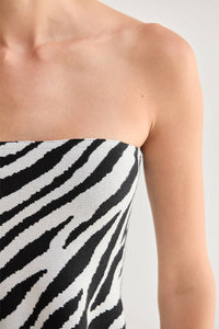 Izzy Zebra Print Jacquard Knit Peplum Top