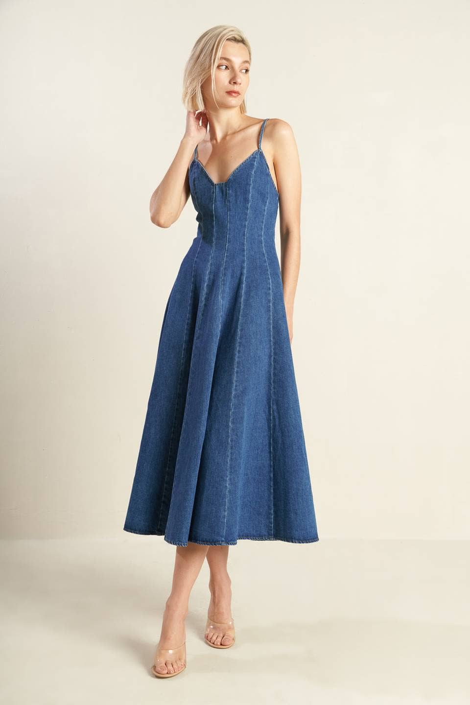 A washed denim dress