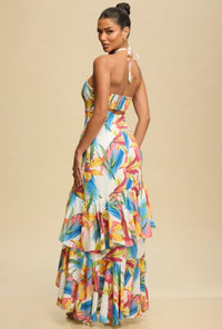 Tropics Ruffle Hem Maxi Dress