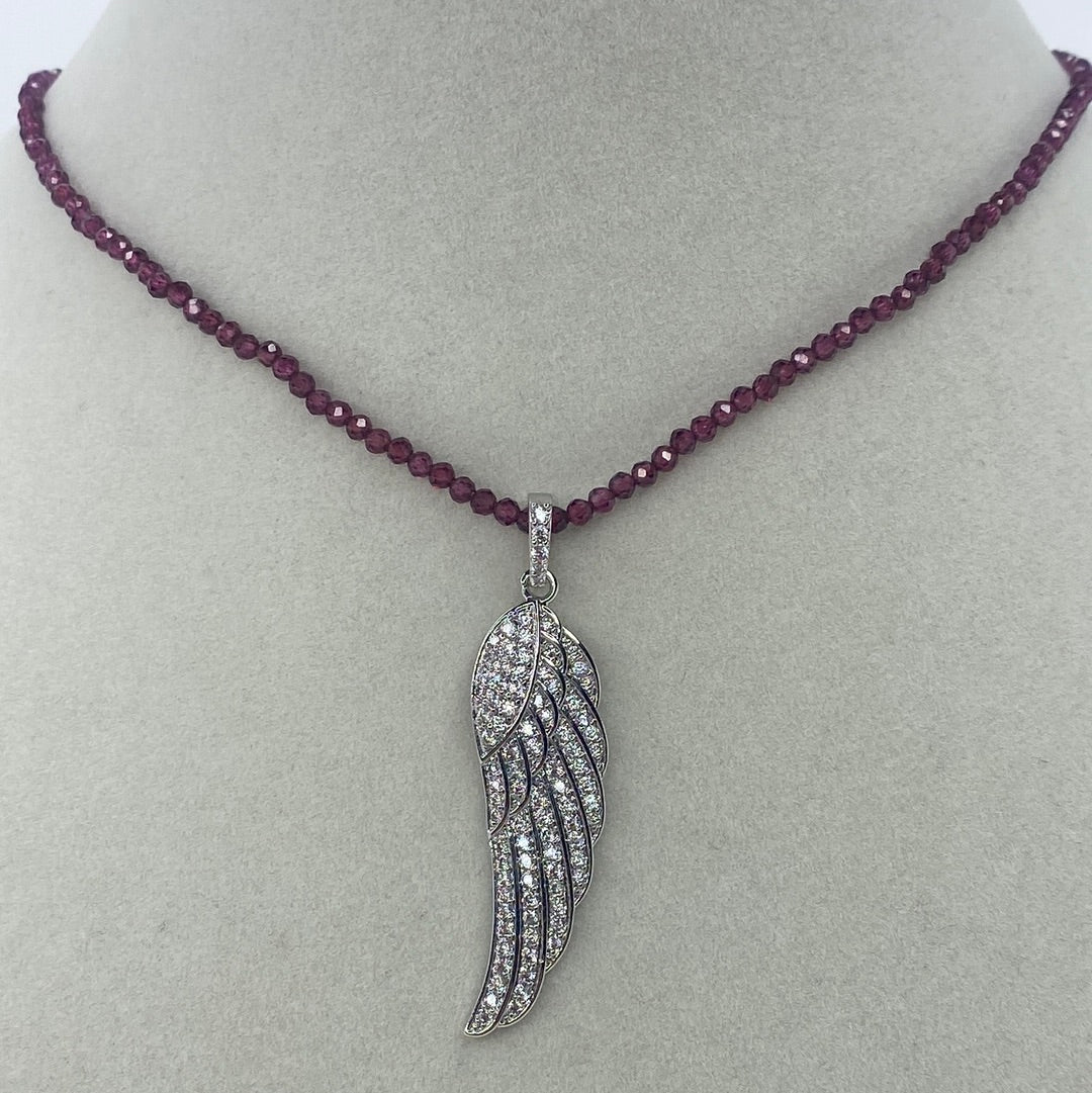 Purple Bead W/ Silver Feather