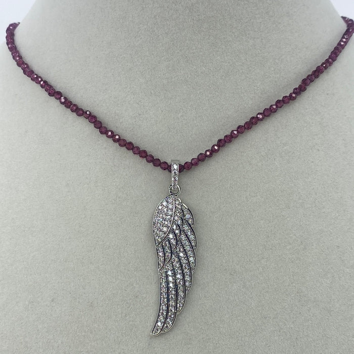 Purple Bead W/ Silver Feather