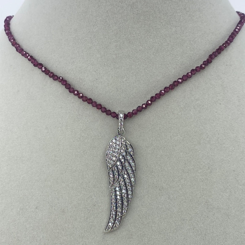 Purple Bead W/ Silver Feather