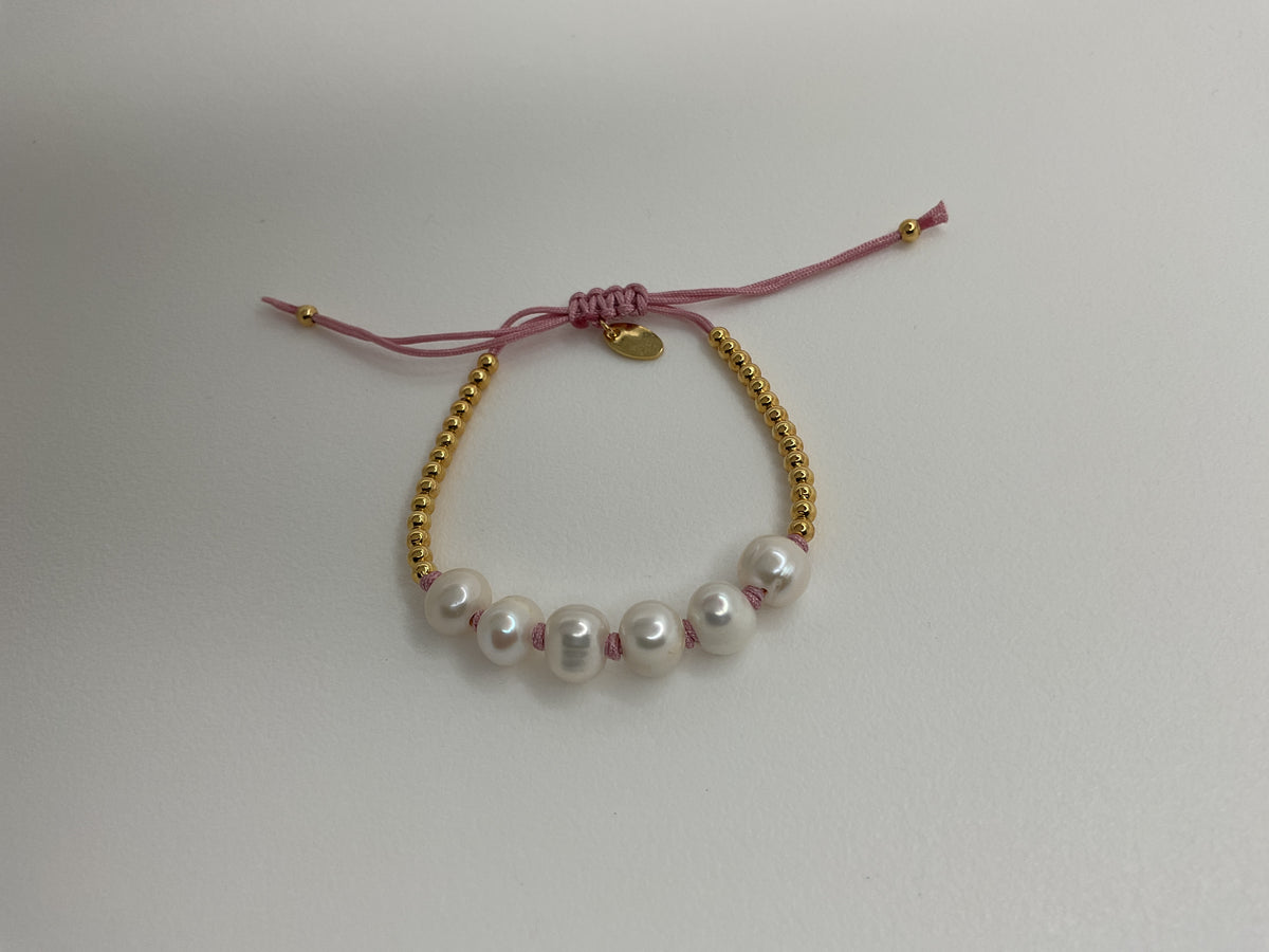 Gold & Pink W/ 6 Large Pearls