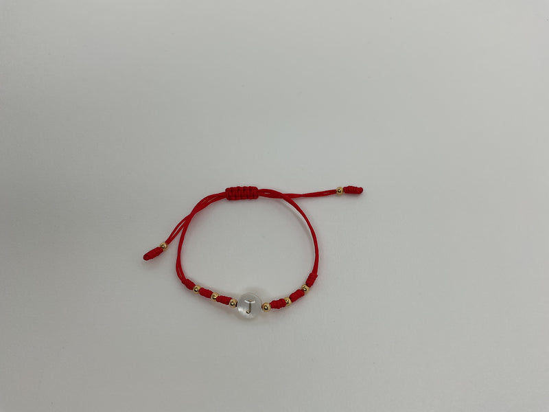 Red W/ Letter "J" & 6 Gold Beads