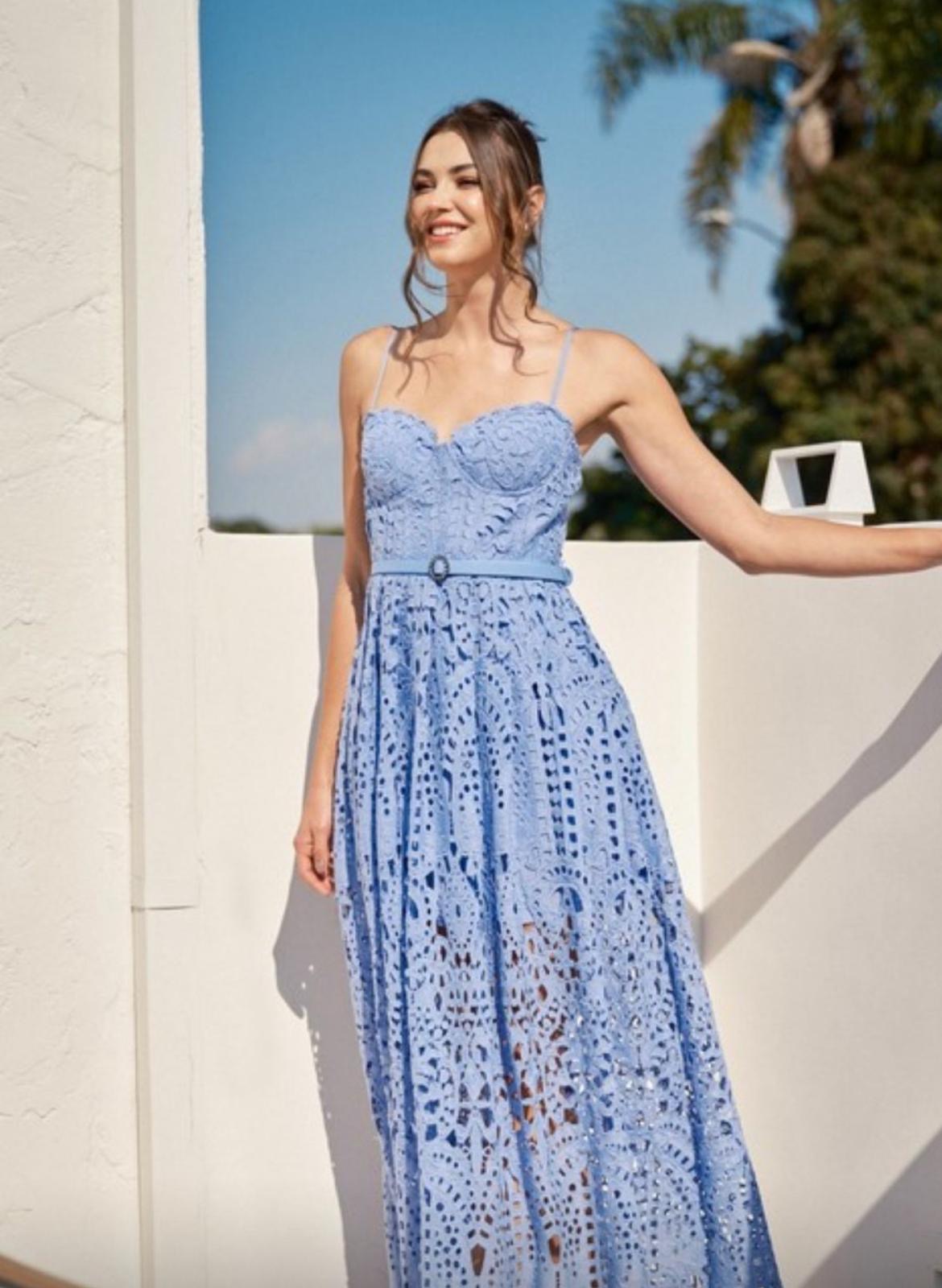 Belted Eyelet Lace Maxi dress