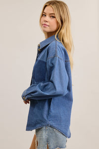 Buttoned Denim Shirt with Contrast Pocket Detail
