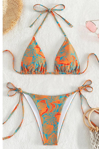 2 Piece Flower Print Bikini Swimsuit