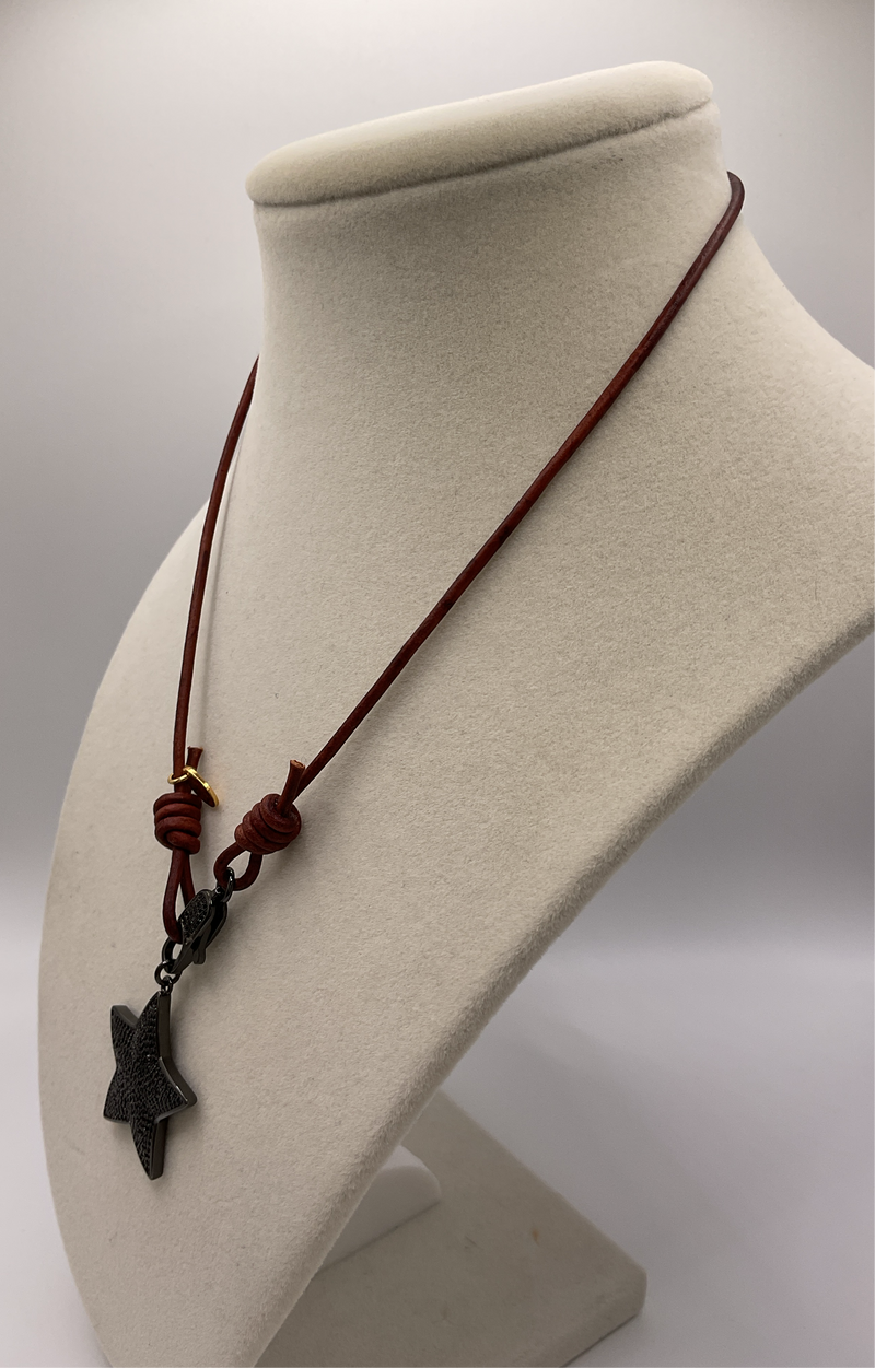 Twig Necklace W/ Charcoal Star