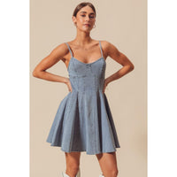 Line Fit and Flare Denim Mini Dress