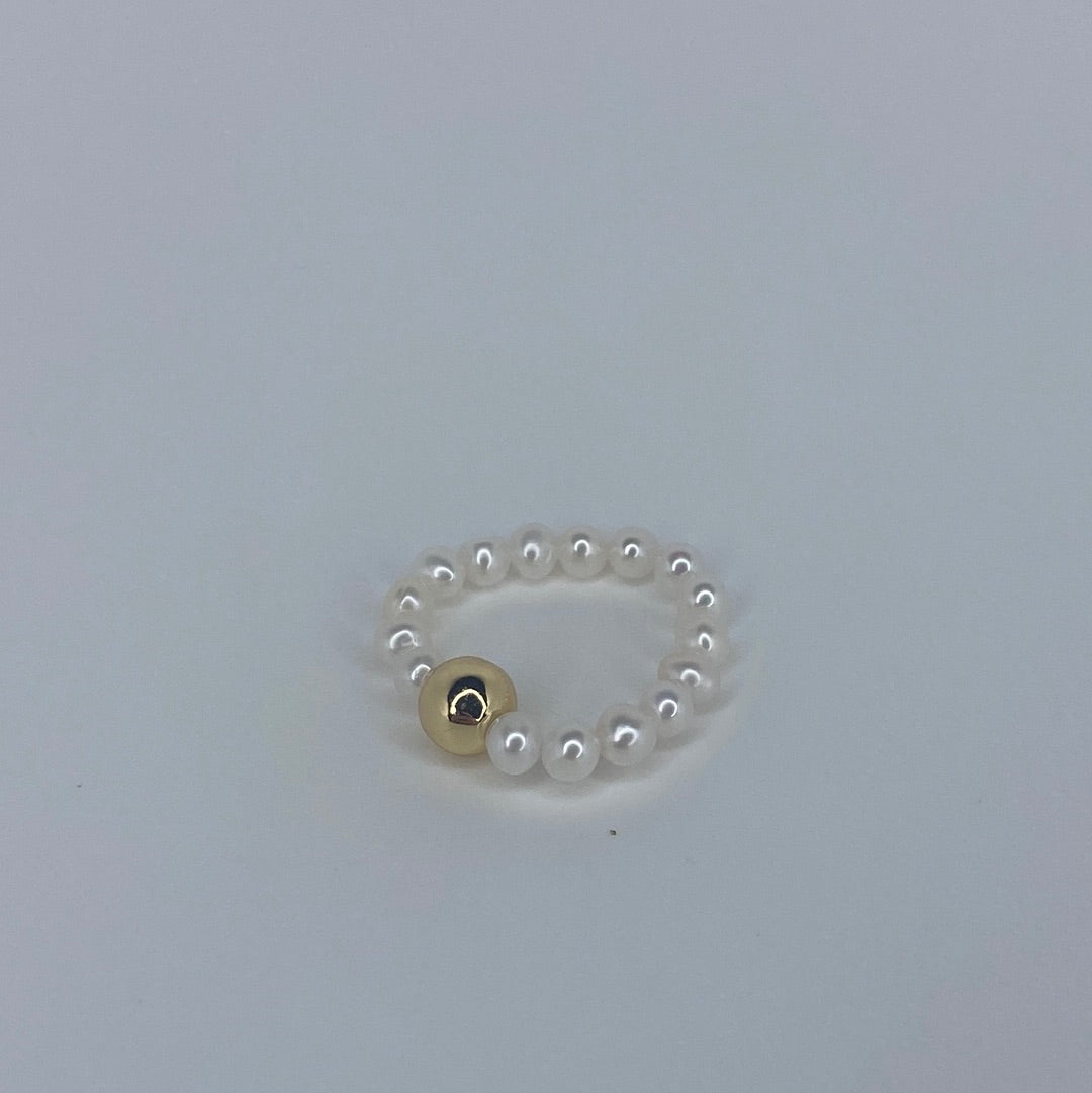 Elastic Pearl W/ Small Gold Bead